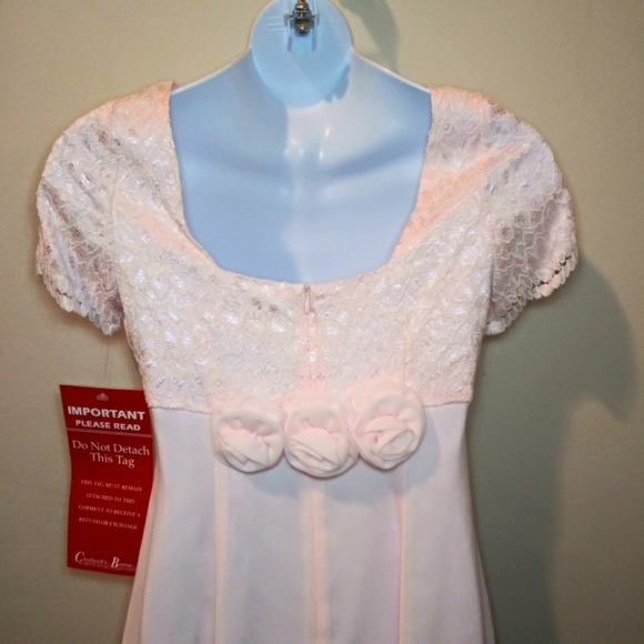 Vintage Girl's Lanz of Salzburg Pale Pink Lace & Chiffon Special Occasion Dress - Picture 10 of 15